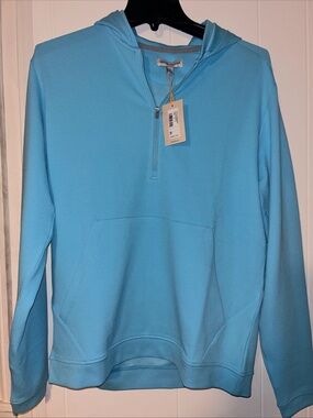Peter Millar men’s Blue Men’s Half-Zip Hooded Sweater NWT S SMALL New With Tags